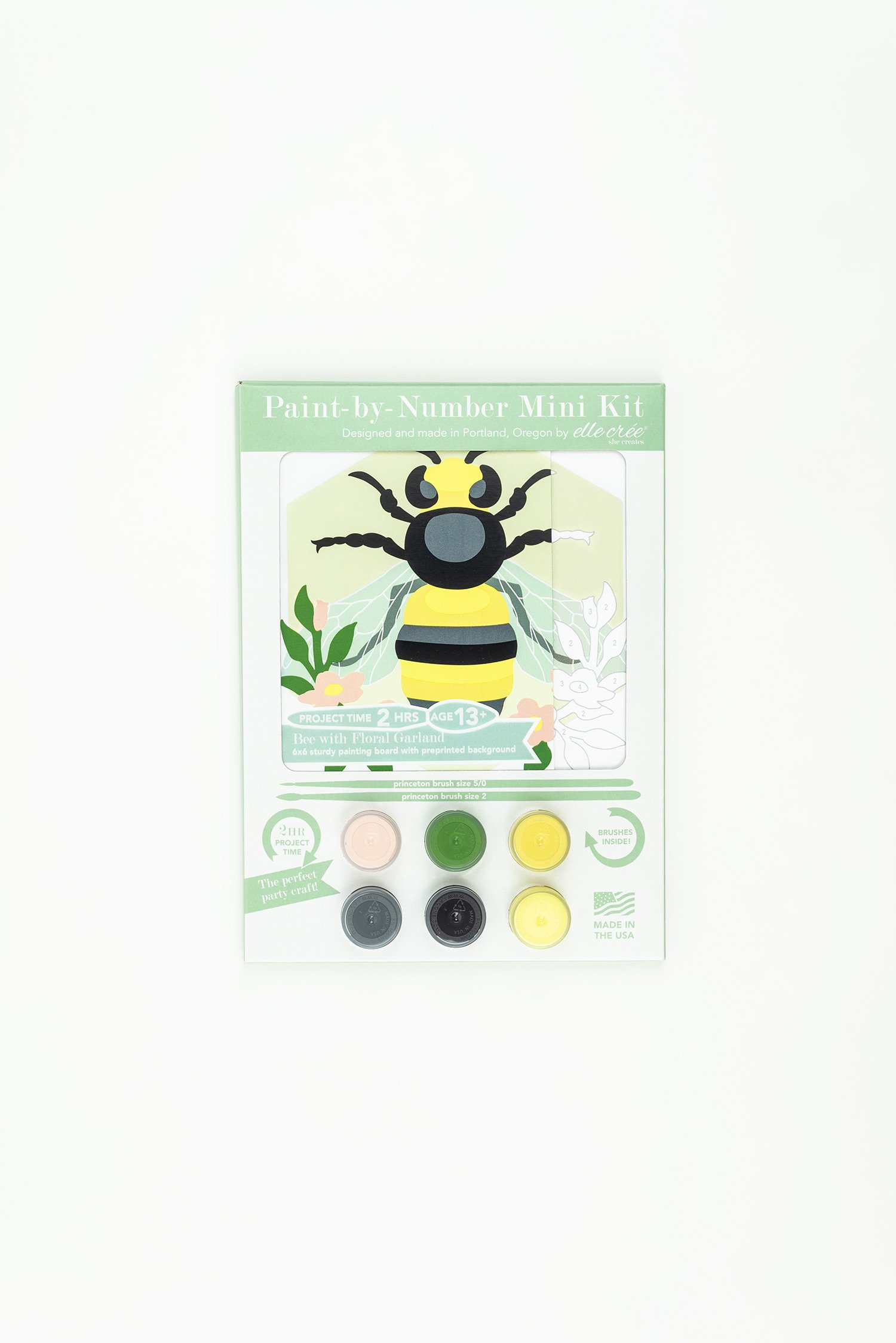 Bee with Floral Garland | Mini Paint-by-Number Kit for Adults — Elle Crée  (she creates)